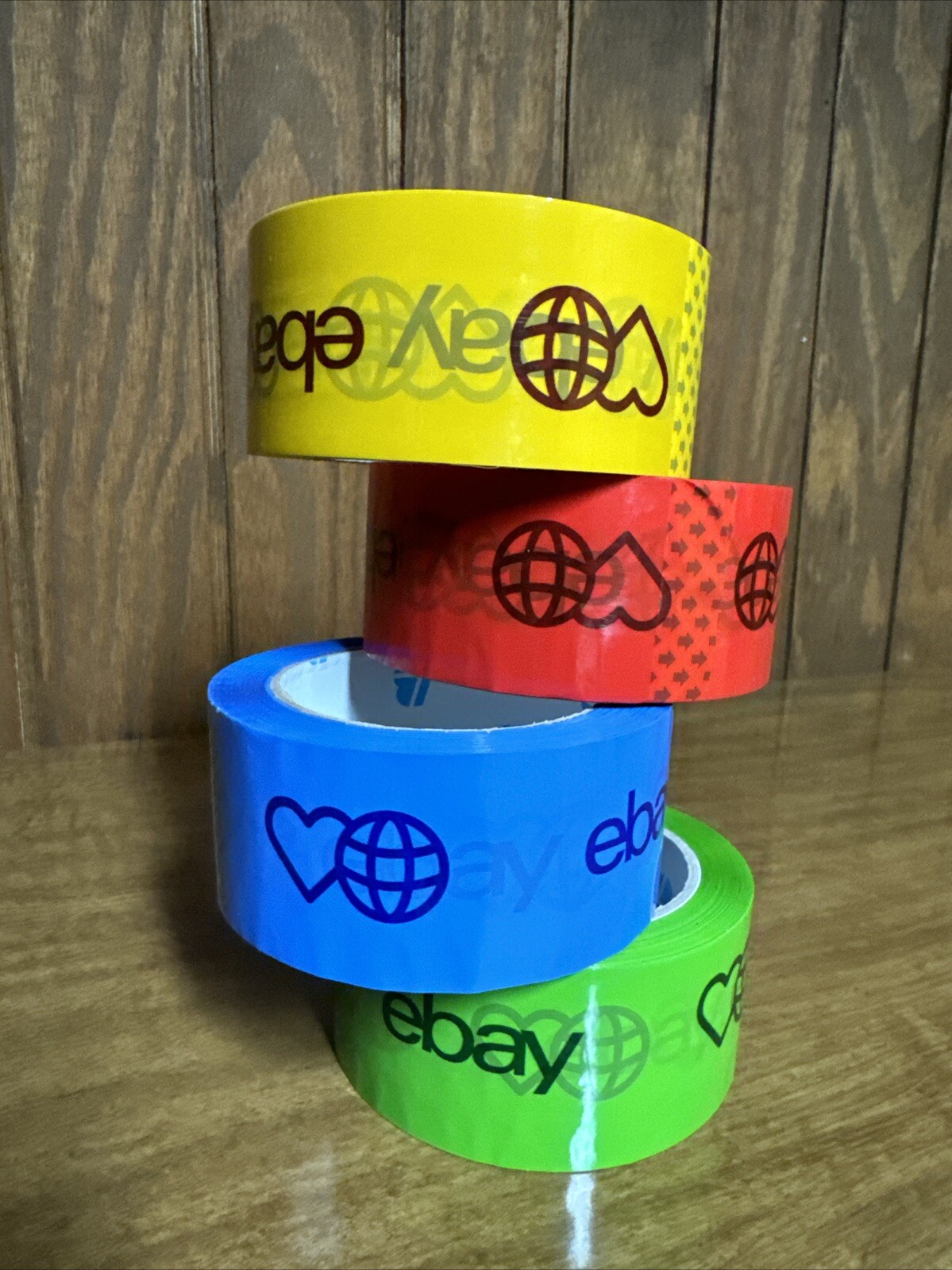 4 Rolls eBay Branded Packing Shipping Tape 2″ x 75 Yards Red Blue Yellow Green