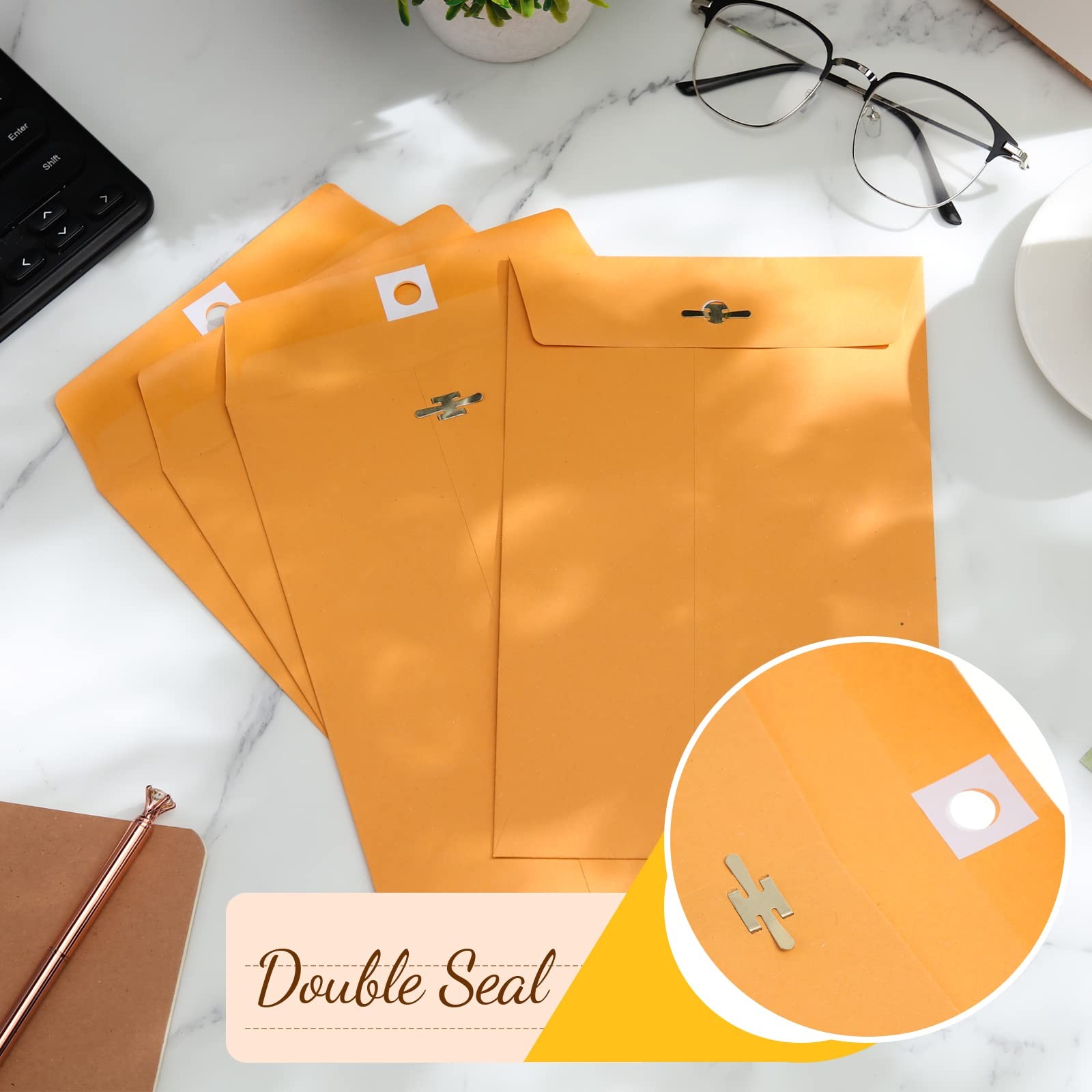 300 Pcs 6 x 9 Manilla Envelopes Clasp Kraft Catalog Envelope Small, Yellow
