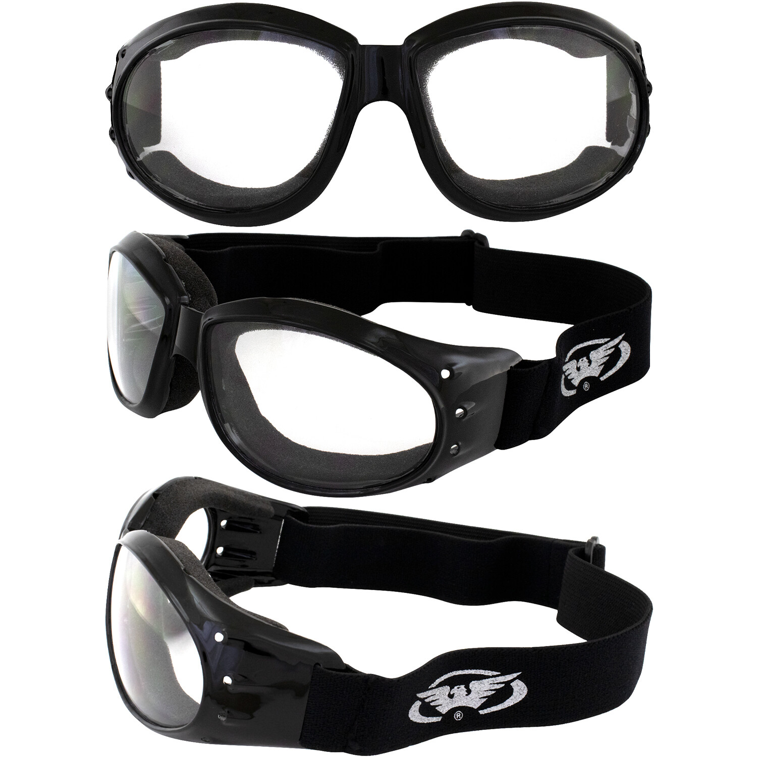 4 Pairs of Global Vision Eliminator Goggles Black Clear Smoke Yellow & Blue Lens