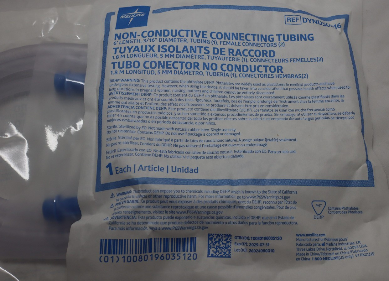 Medline DYND50216 6′ non-conductive connecting tubing new lot of 2 exp 2027+