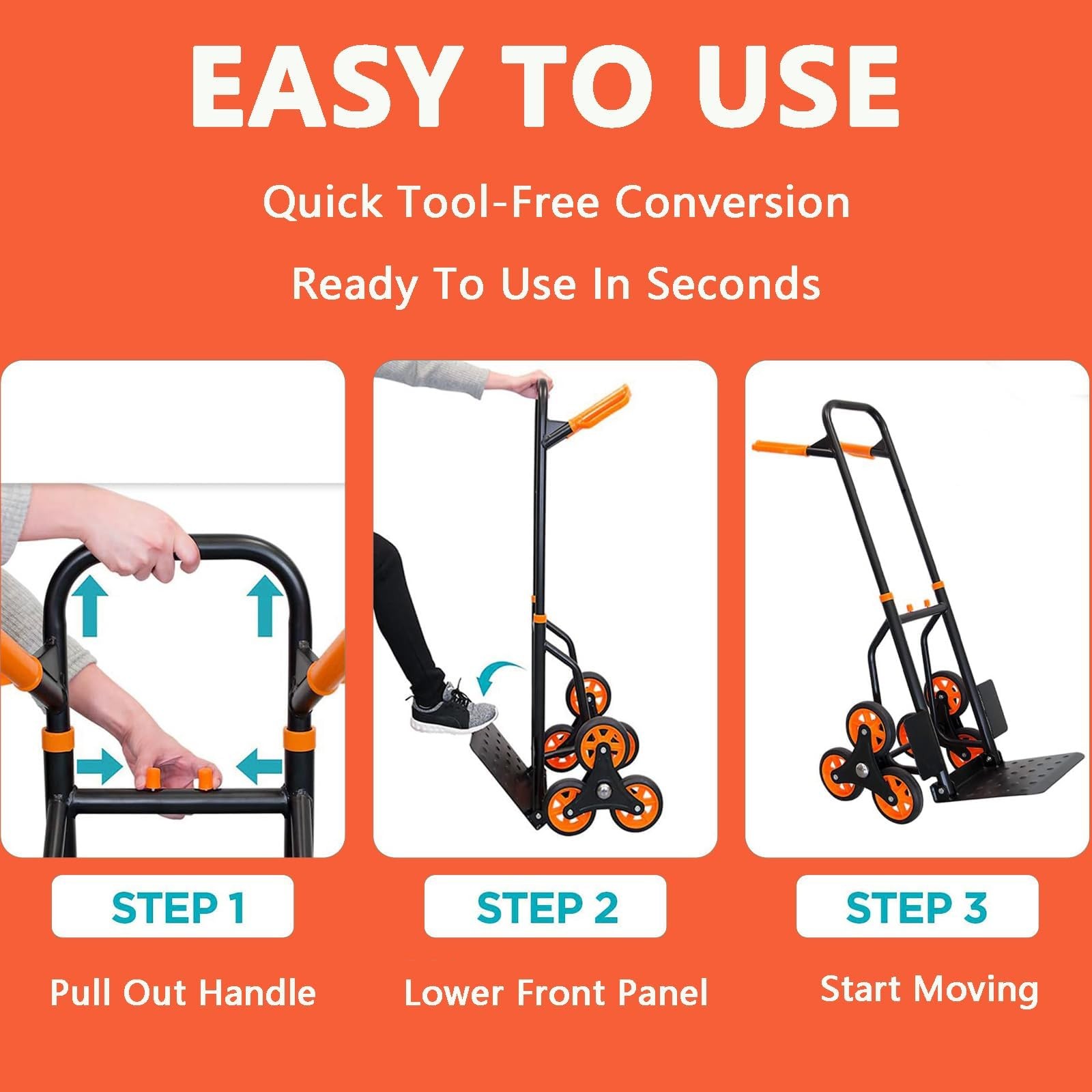 Stair Climber Hand Truck Dolly Heavy Duty Stair Climbing Cart 440 Lbs Capacity