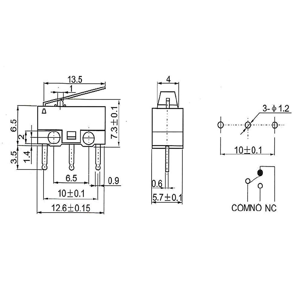 20Pcs Micro Switch AC 1A 125V 3Pin SPDT NO+NC Hinge Lever Momentary Push Butt…