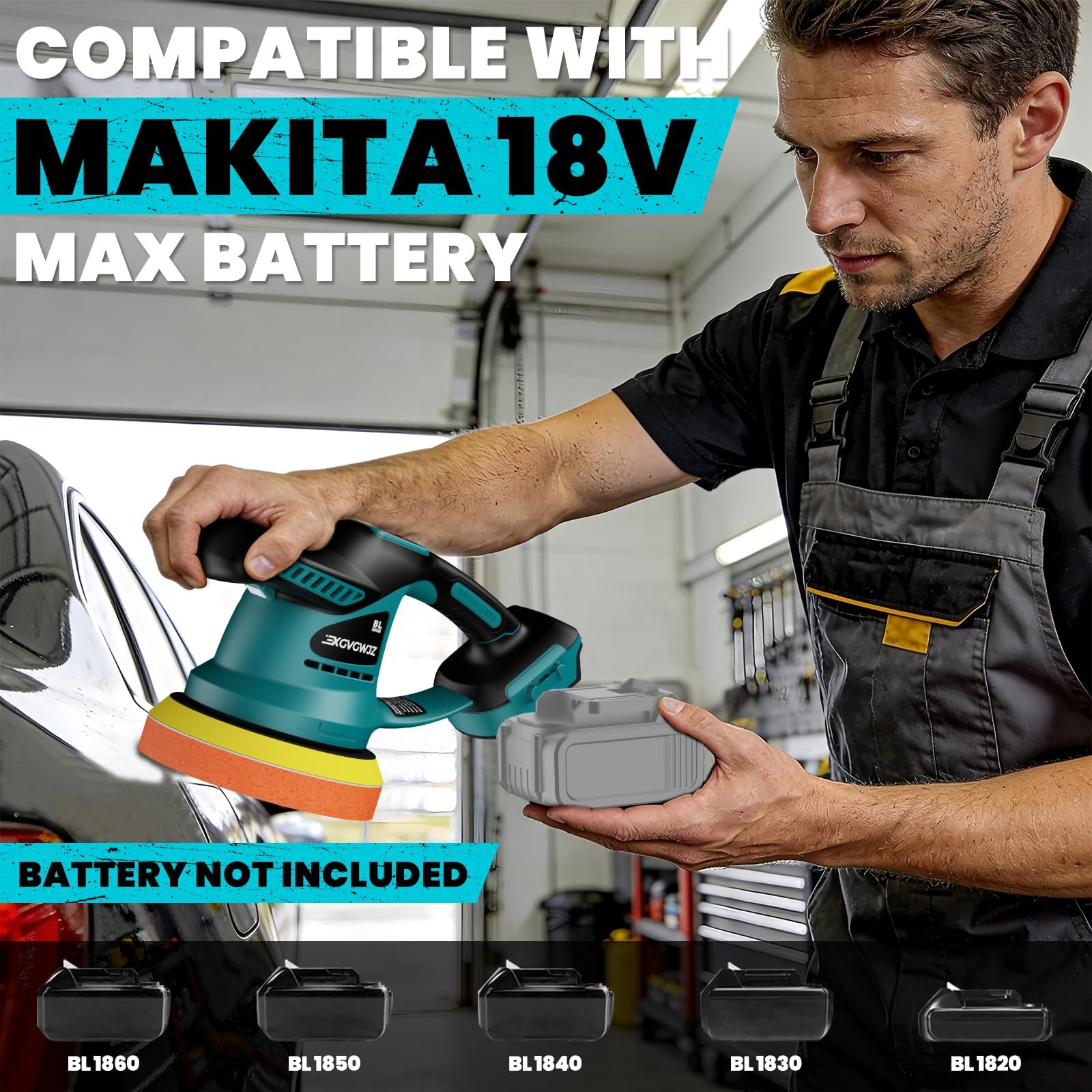Cordless Buffer Polisher for Makita 18V Battery, 450W Brushless Car Buffer Po…