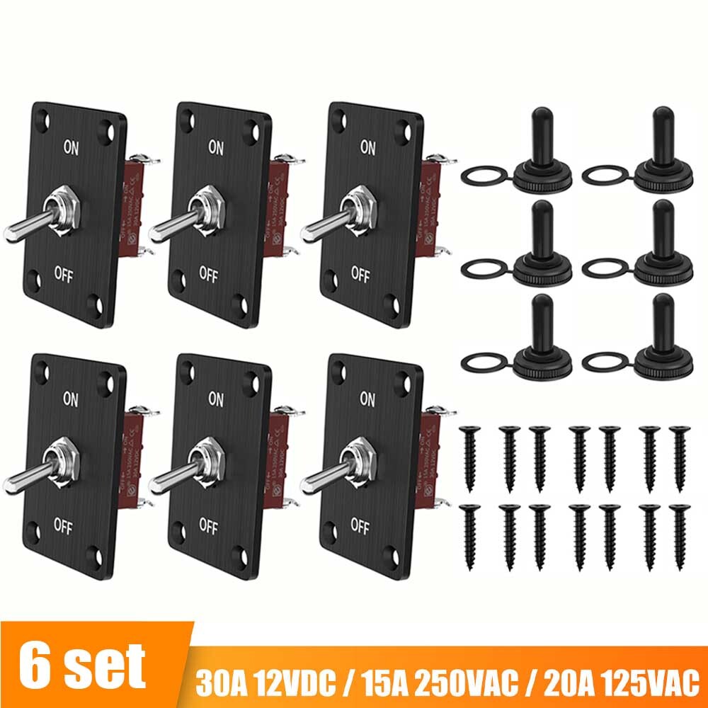 6X Toggle SWITCH ON/OFF Heavy Duty 15A 250V SPST 2 Terminal Car Boat Waterproof