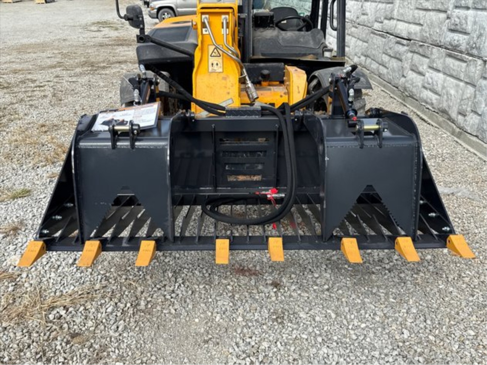 LandHonor 72in Skeleton Rock Grapple Rake Bucket w/ Teeth Skid Steer Attachments