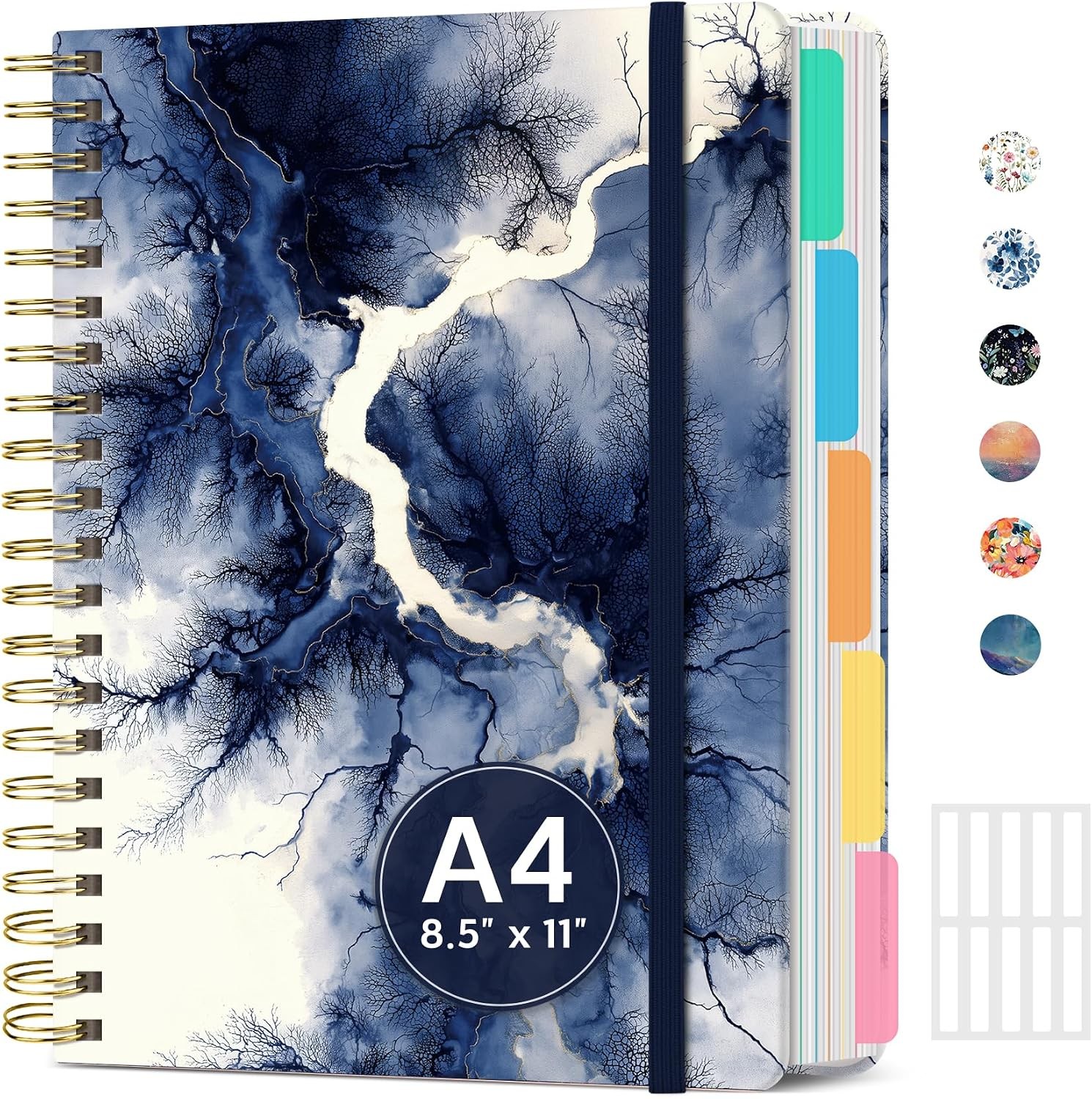 8.5″x11″ Spiral 5 Subject Notebook, Hardcover with Dividers Wildflower