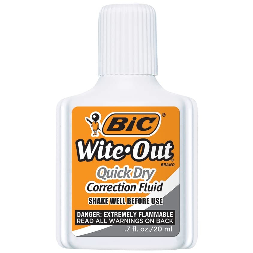 Bic Wite-Out Quick Dry Correction Fluid – 2 pack – 2 Count (Pack of 1), White