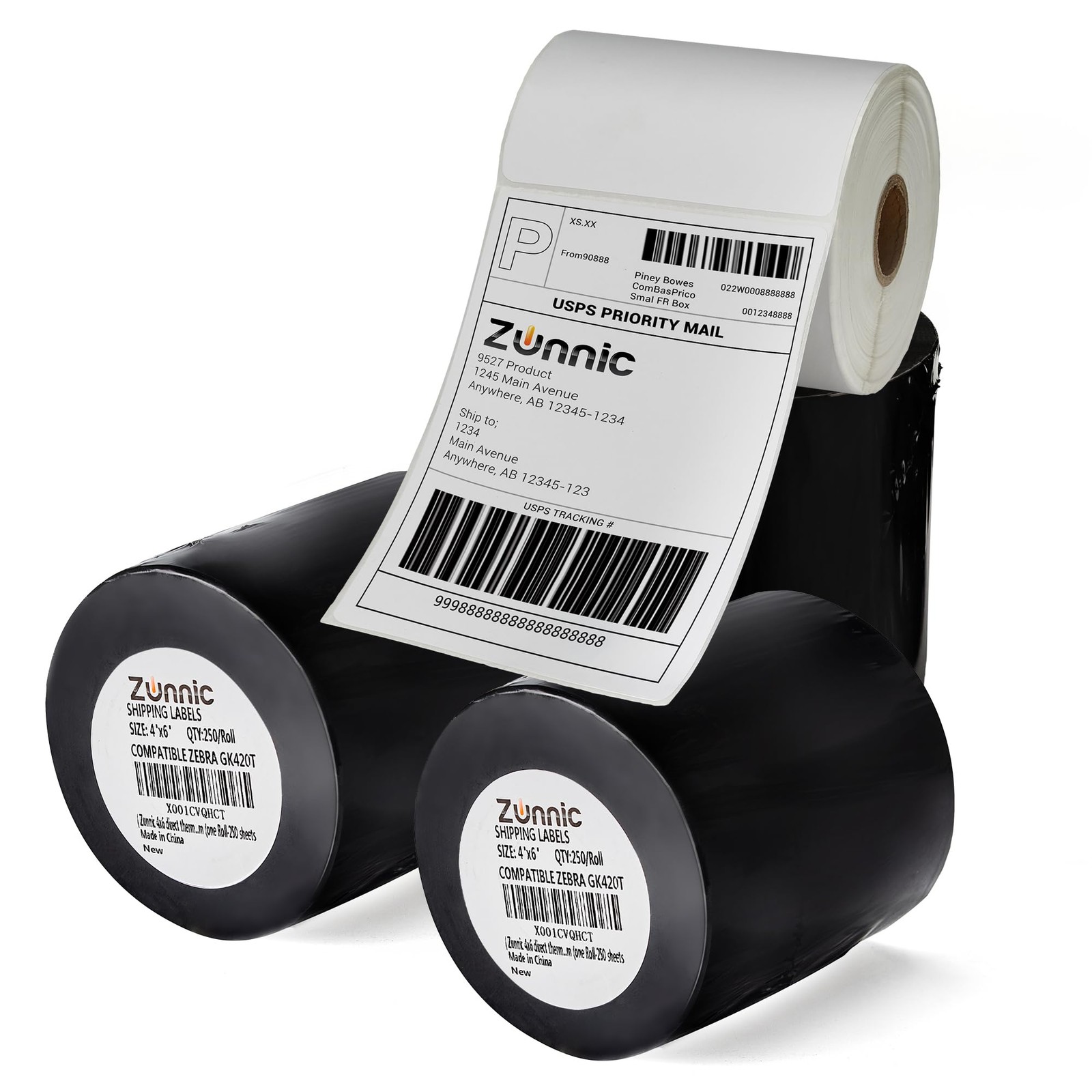Zunnic 4×6 Thermal Shipping Labels – 250 Labels/Roll | Strong 4×6, White