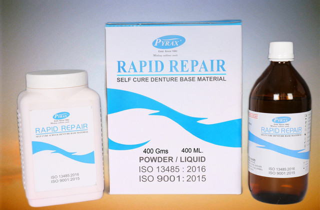 RAPID REPAIR Self Cure Denture Repair Material PYRAX – Various Shades and Packs