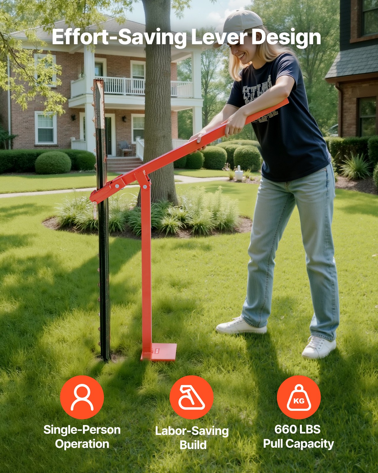 VEVOR 32″ T Post Puller Heavy Duty Fence Post Puller with 43″ Lifting Chain