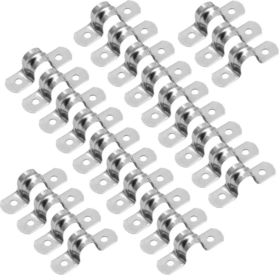 50 Pcs 3/4″ Stainless Steel Pipe Strap Clamps Two Hole Strap for Conduit Cables