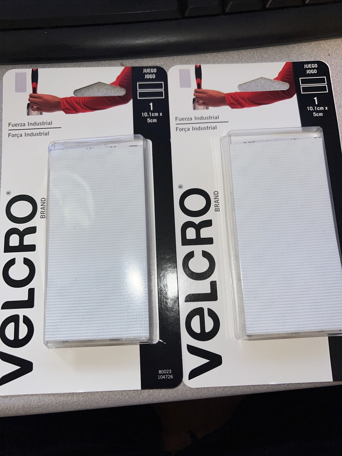 (2) Velcro Industrial Strength Sticky-Back Hook Loop Fastener Strips 4 x 2 WHITE