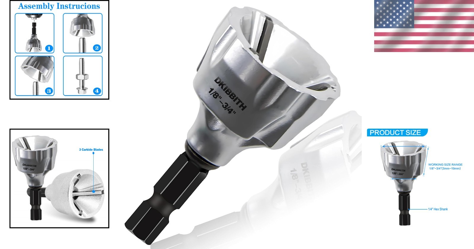 Ergonomic Heavy-Duty Chamfer Tool with Tungsten Blades for Metal & PVC 1/8″-3/4″