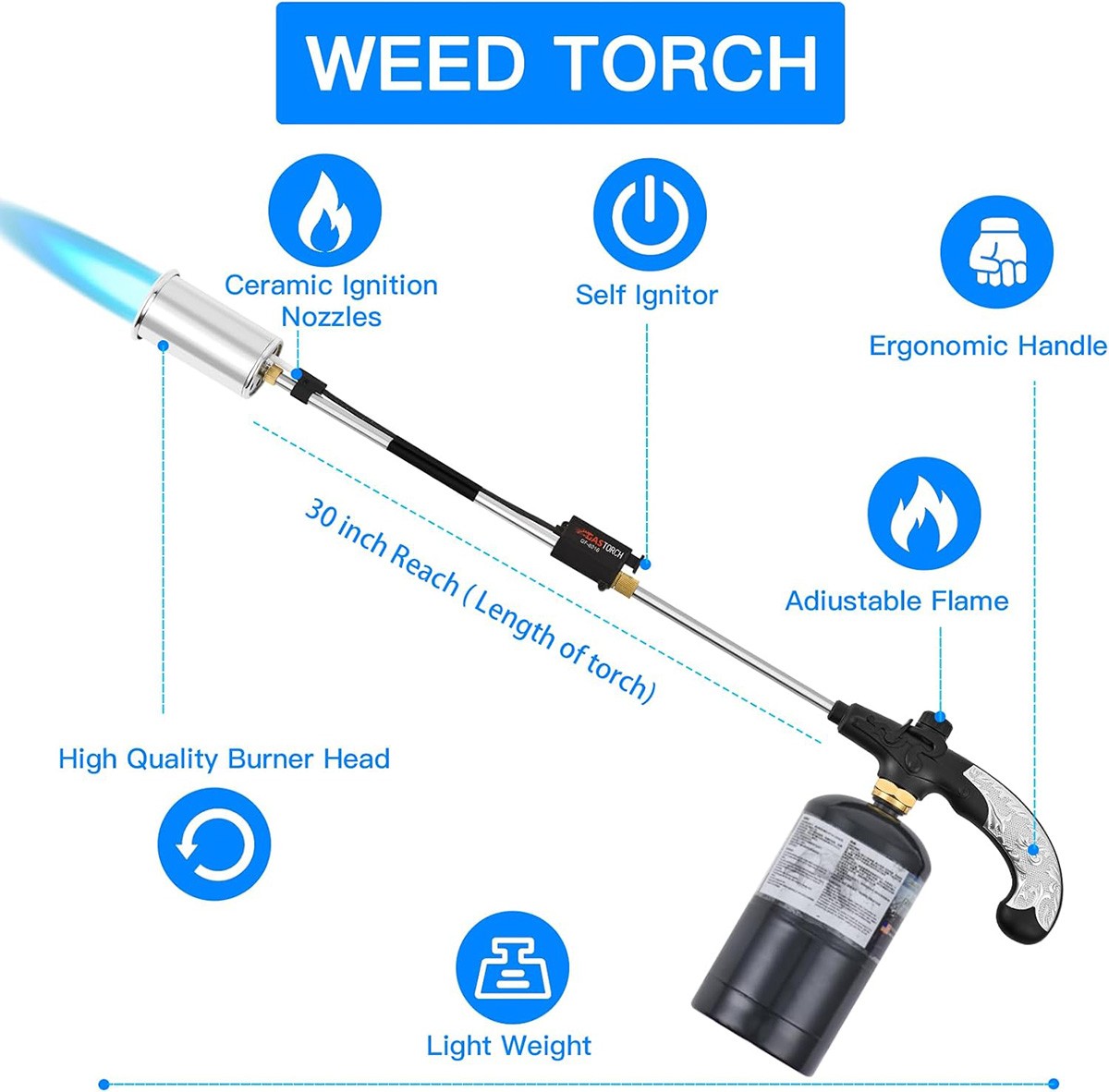 Portable Propane Torch Weed Burner Ice Snow Melter Outdoor Flame Thrower