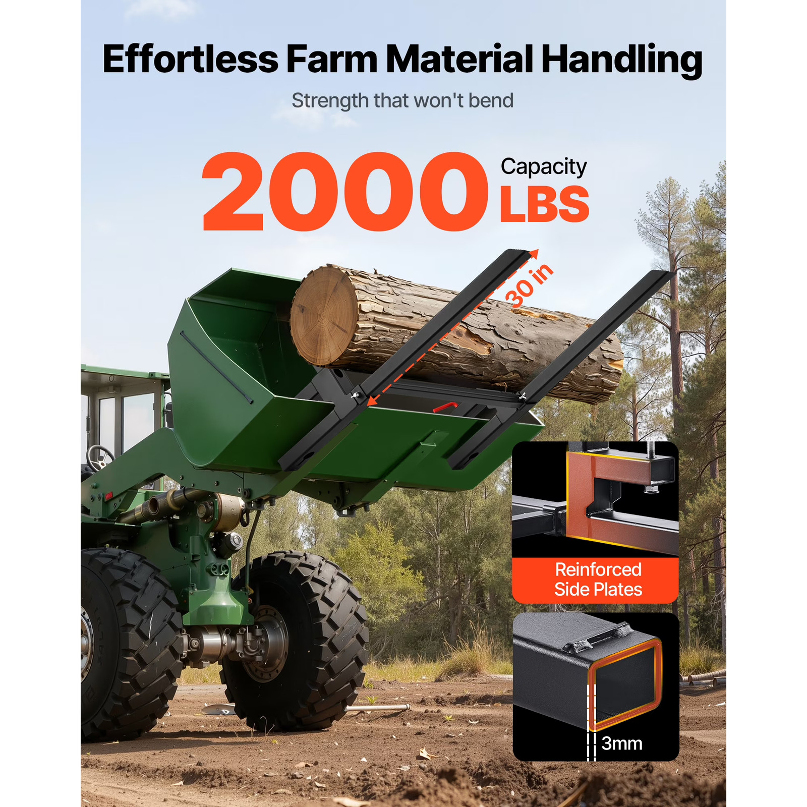 Black Bucket Fork Attachments Fit Tractors, Loaders & Skid Steers