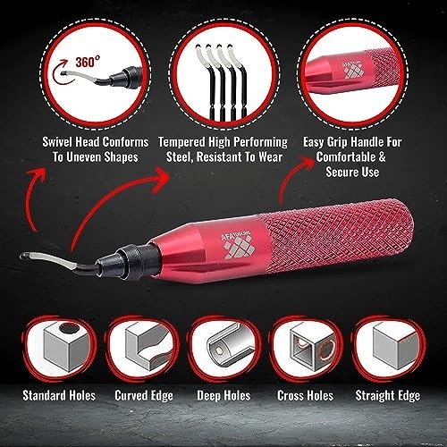 Deburring Tool with 15 High-Speed Steel Blades for Metal, PVC, Plastic & 3D Prin