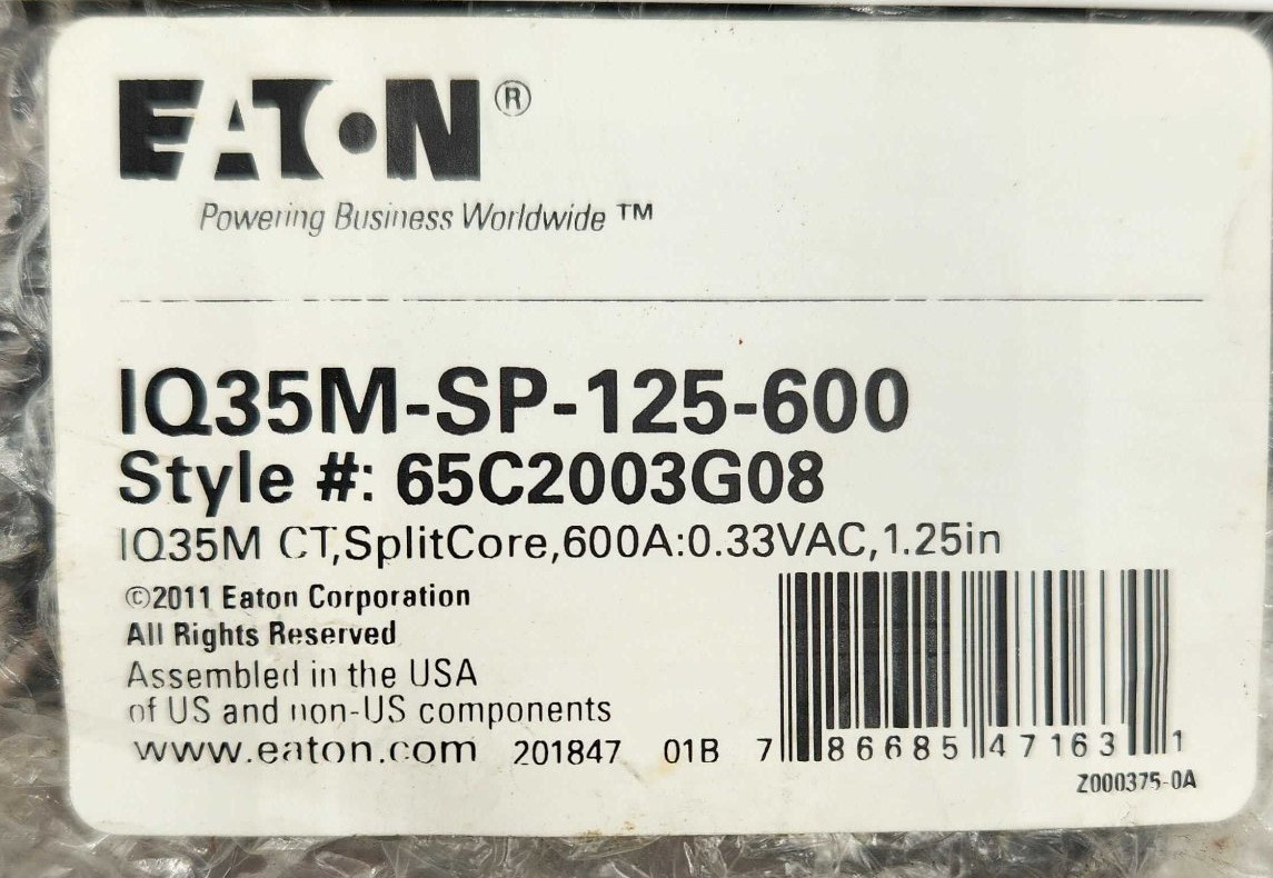Eaton IQ35M-SP-125-600 Split-Core Current Transformer NEW