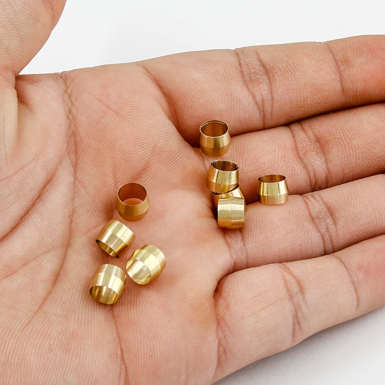 50 Pcs Brass Compression Fitting,1/4″ Tube OD Compression Sleeves Ferrules Brass