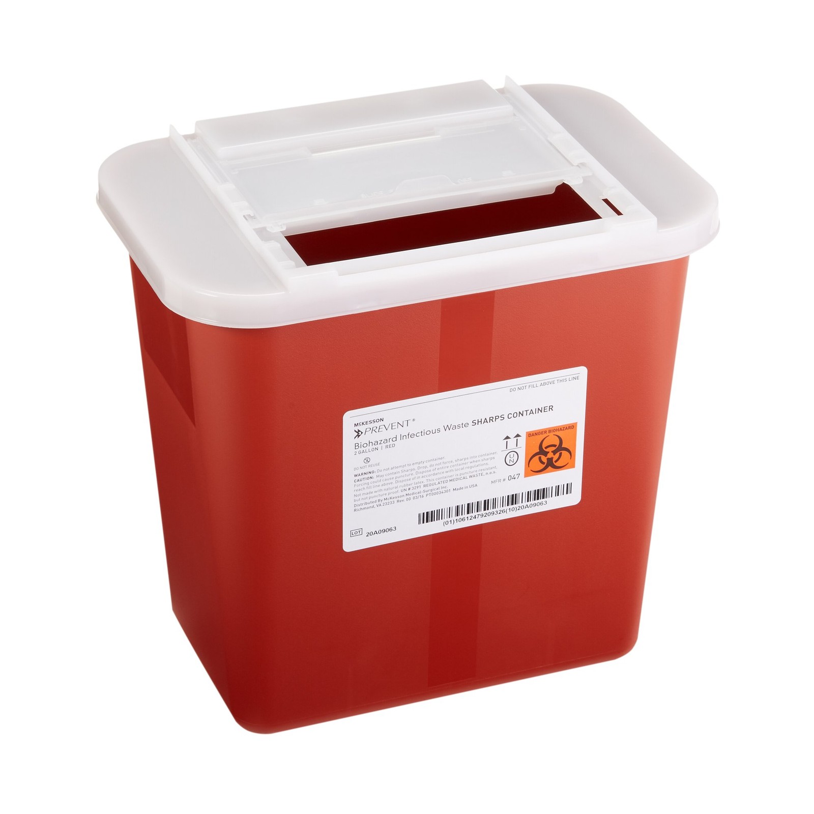McKesson Prevent Sharps Container 2 gal. Horizontal Entry