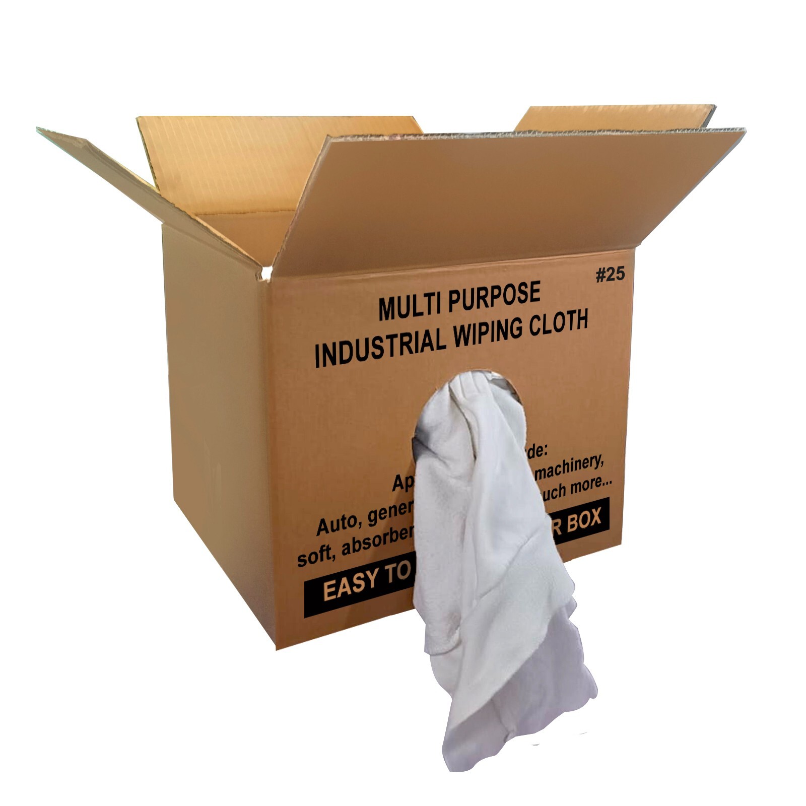 White Fleece 100% Cotton Cleaning Rags – 25 lbs. box – Multipurpose Cleaning