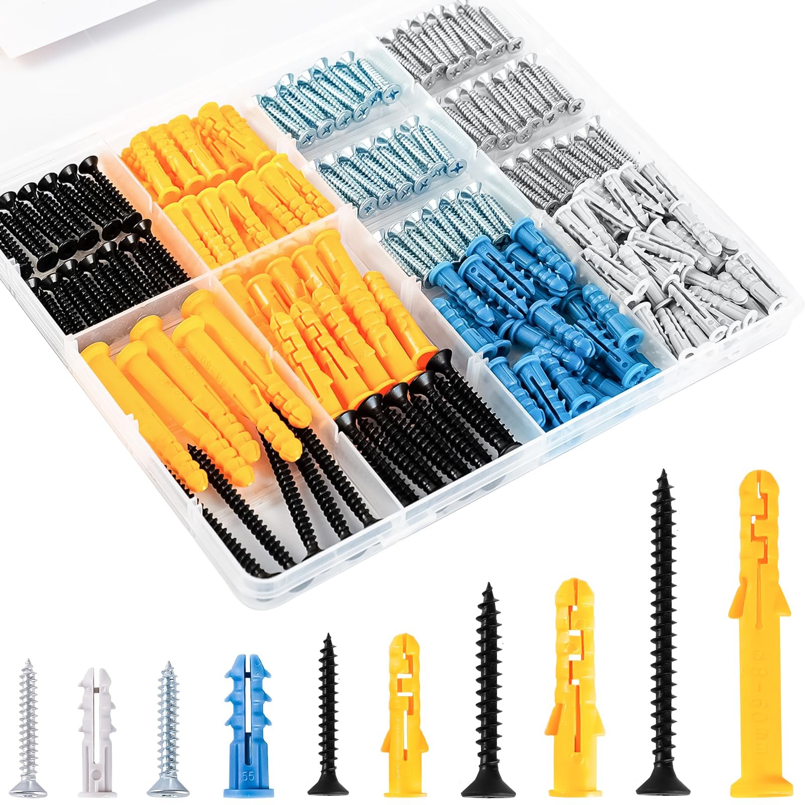 270Pcs Wall Anchors And Screws Assortment Kit For Drywall Concrete Picture Frame