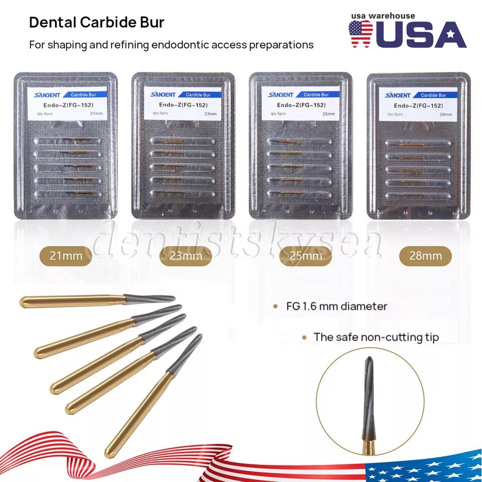 Endo-Z Bur Dental Carbide Tungsten1.4*21mm/23mm/25mm/28mm Surgical Cutter 10Pcs