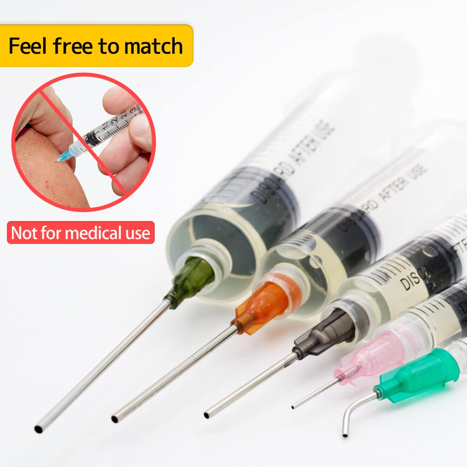 Glue Applicator Syringe with Blunt Tip Needle and Cap, for Liquid, Glue, Ink,