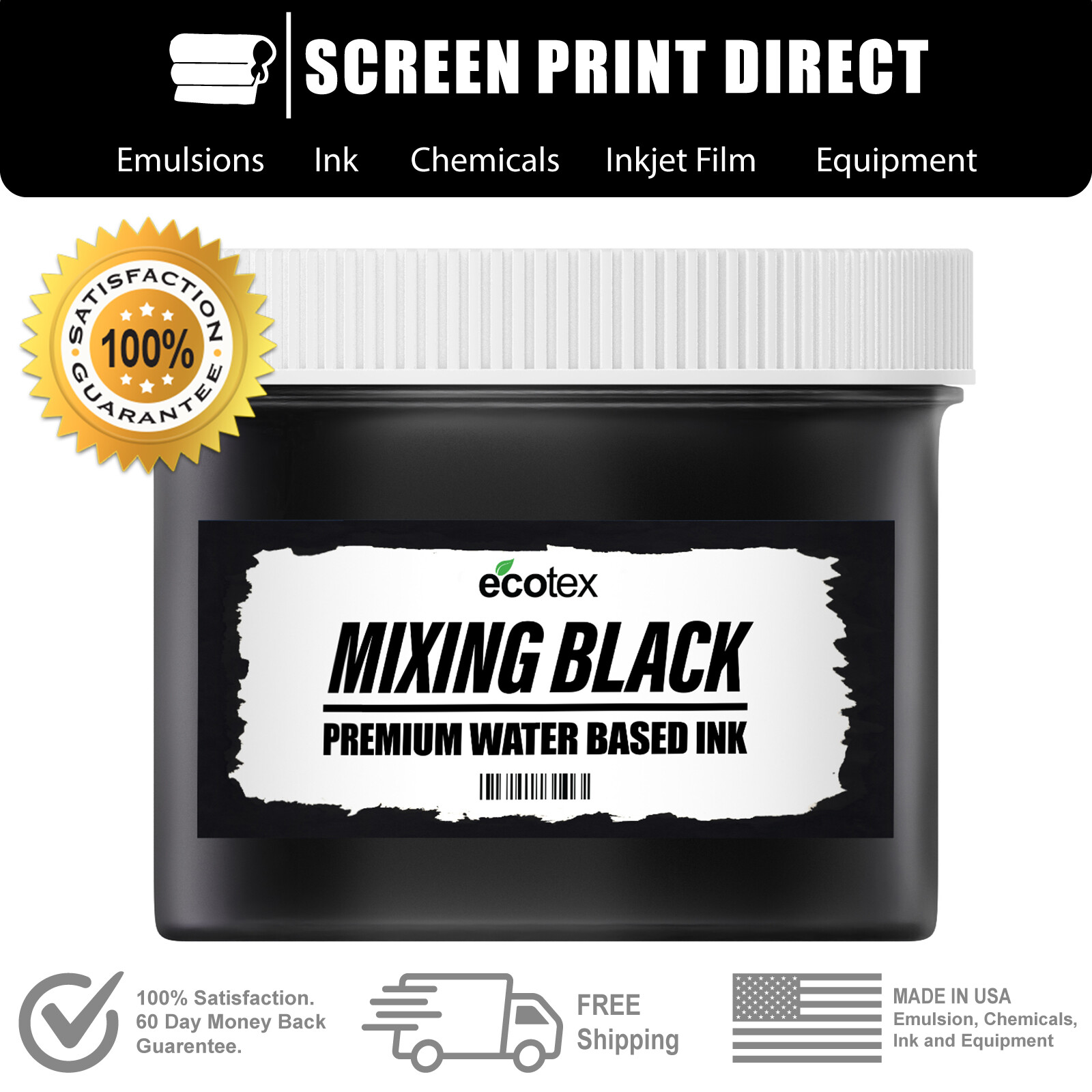 Ecotex® Mixing Black Water Based Ready to Use Discharge Ink – 16 oz