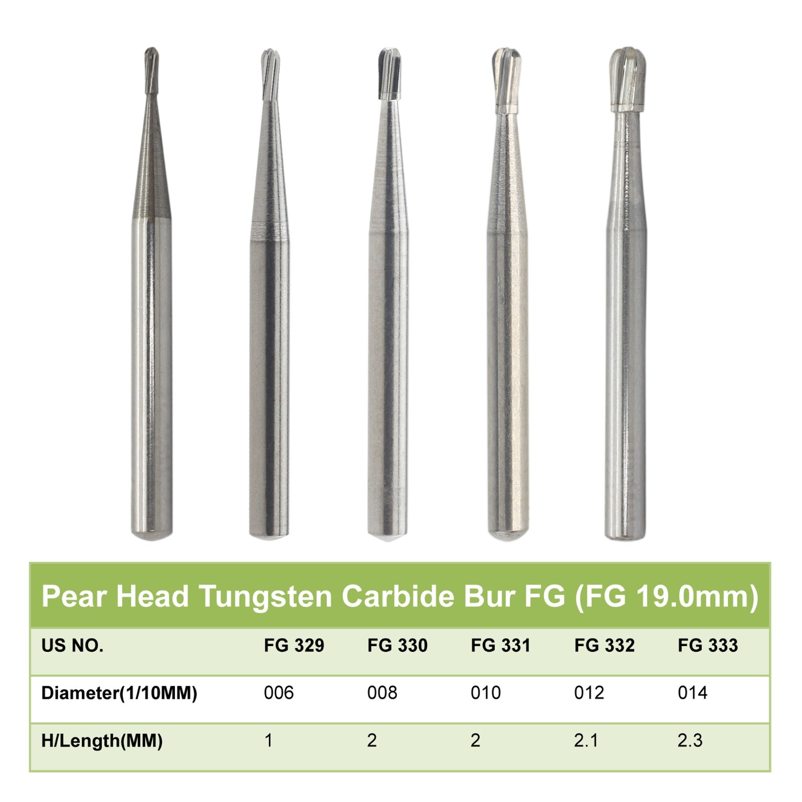 5pcs Prima Wave Dental Carbide Burs High Speed FG 19mm/Surgical FGOS SL 557 25mm
