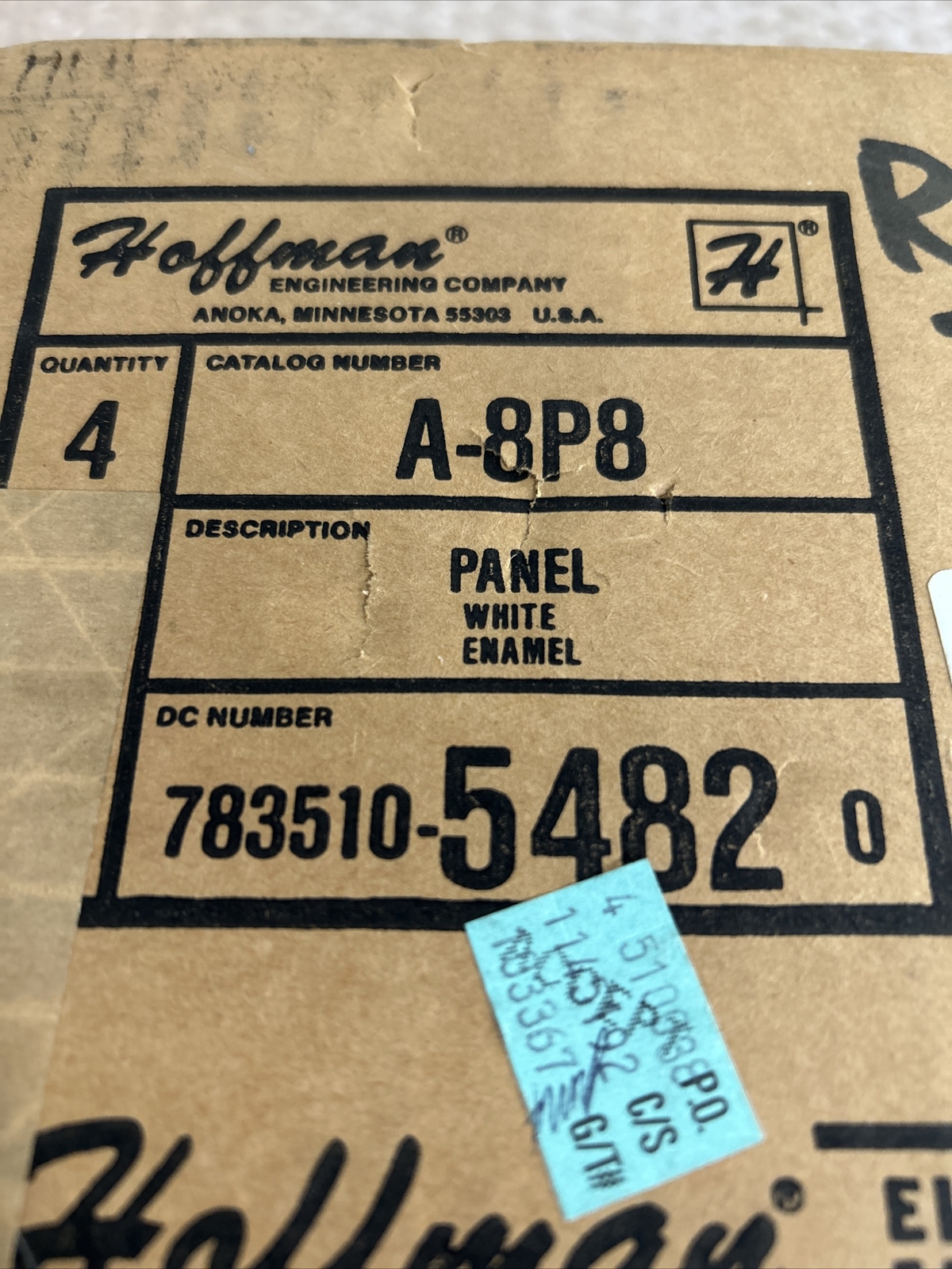 (3) HOFFMAN PACK OF 4 A-8P8 White Steel Panel Cover NIB + Warranty