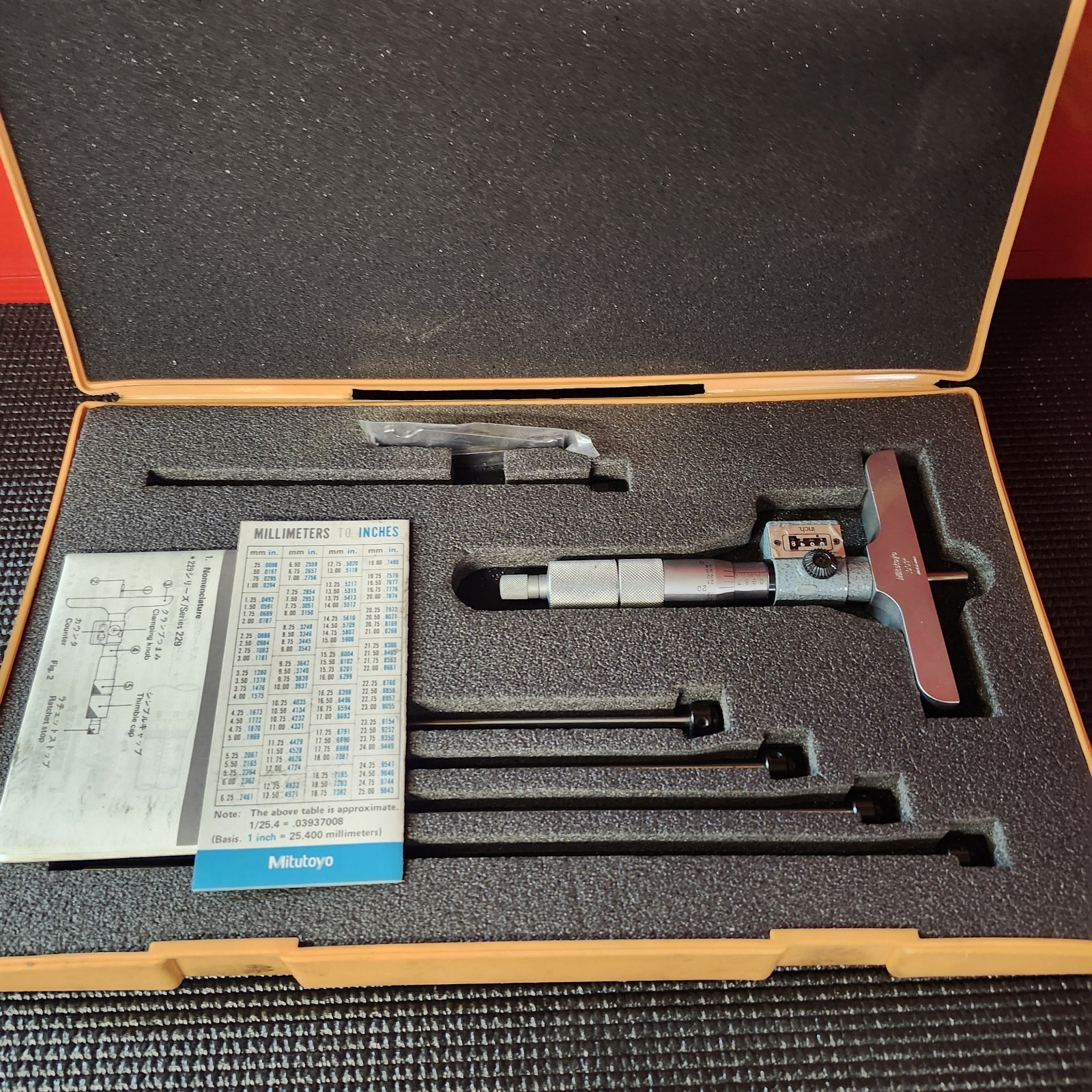 Mitutoyo Depth Gage Micrometer Kit DMC4-6″K 229-132 Great Condition With Box