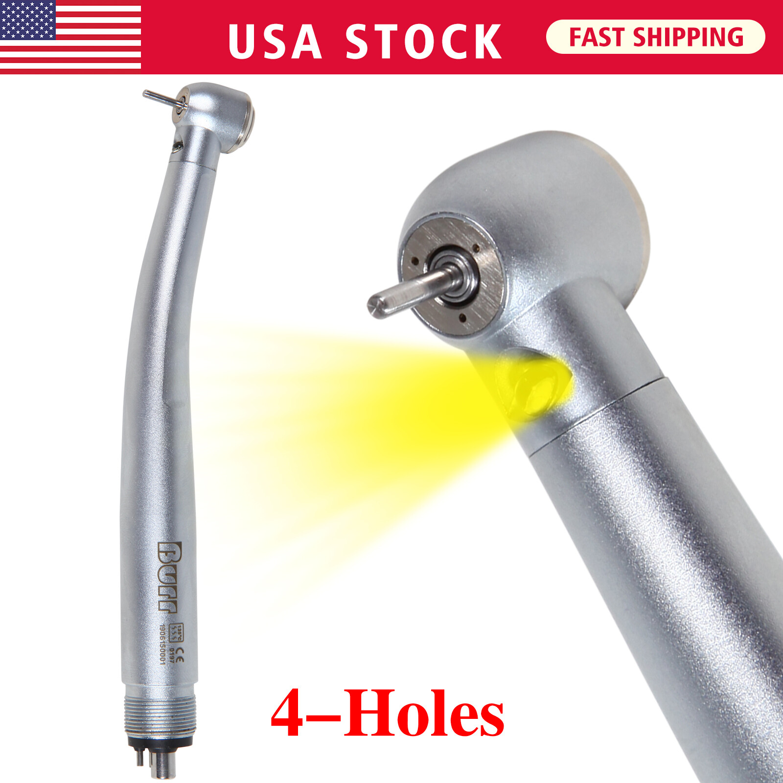 Dental 4 Hole LED E-generator Fiber Optic High Speed Handpieces NSK Style CE