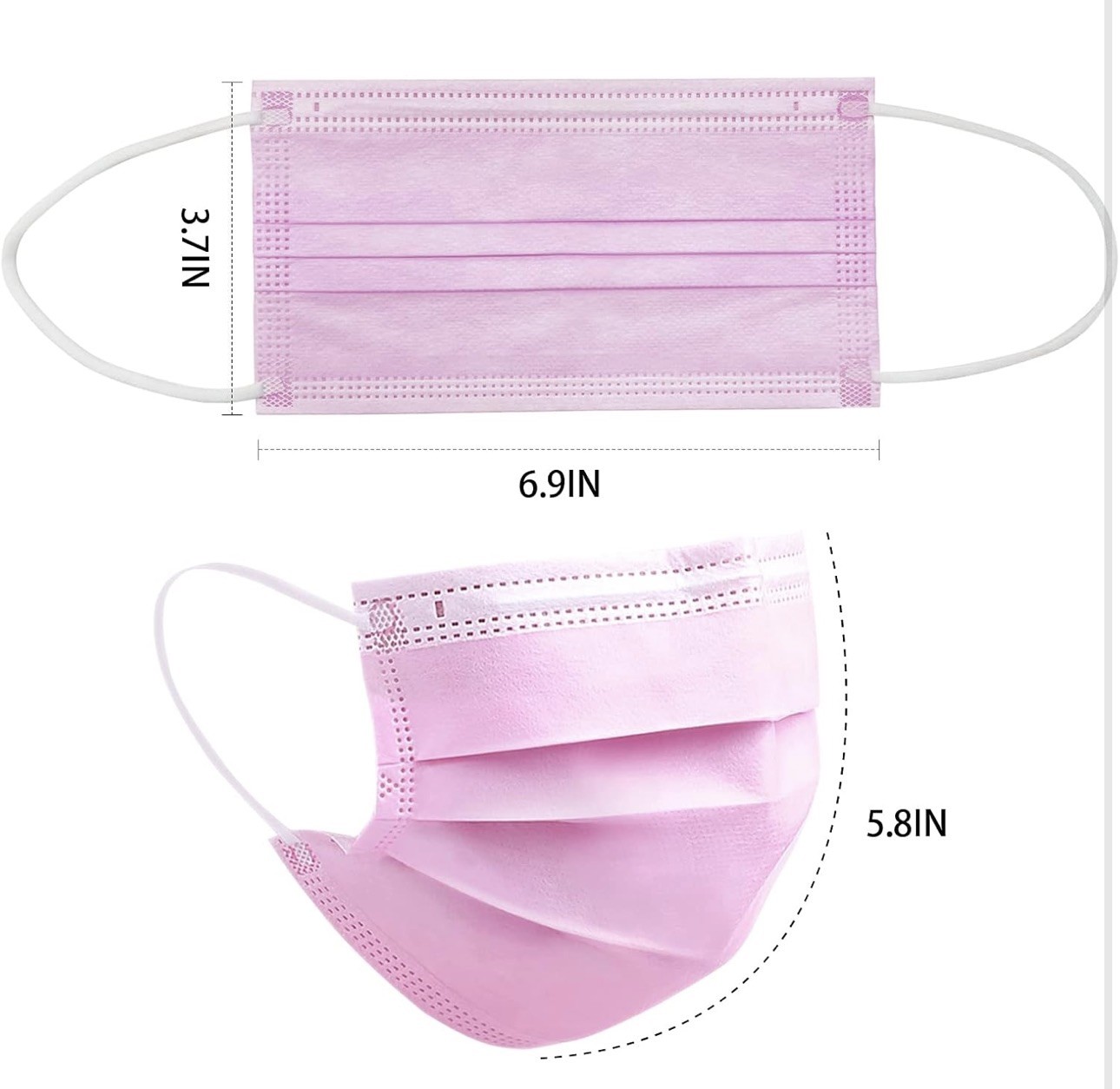 PINK 100 PCS Disposable Face Mask Non Medical Surgical 3 Ply Ear loop Masks USA