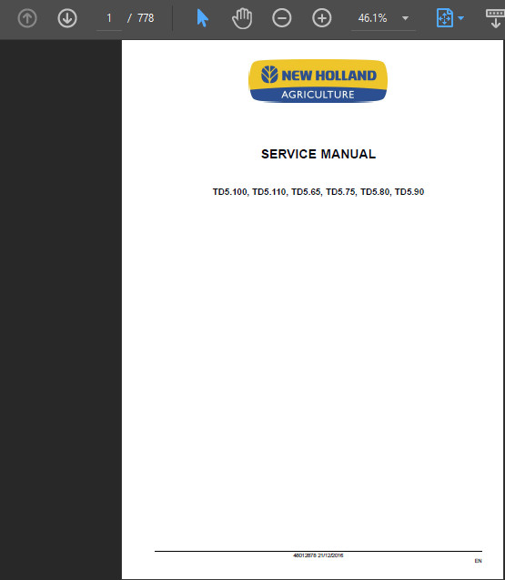 NEW HOLLAND TD5.80 TRACTOR MANUAL SERVICE REPAIR SHOP PDF USB