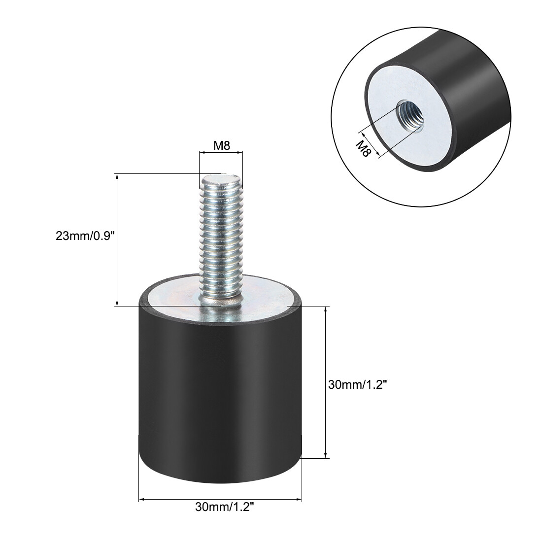 4pcs M8 Rubber Mounts Shock Absorber Anti Vibration Isolators 30mm