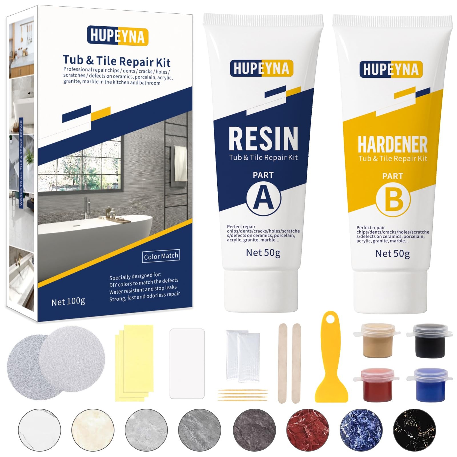 Tub, Tile and Shower Repair Kit (Color Match), Porcelain Repair Kit, Bathtub …