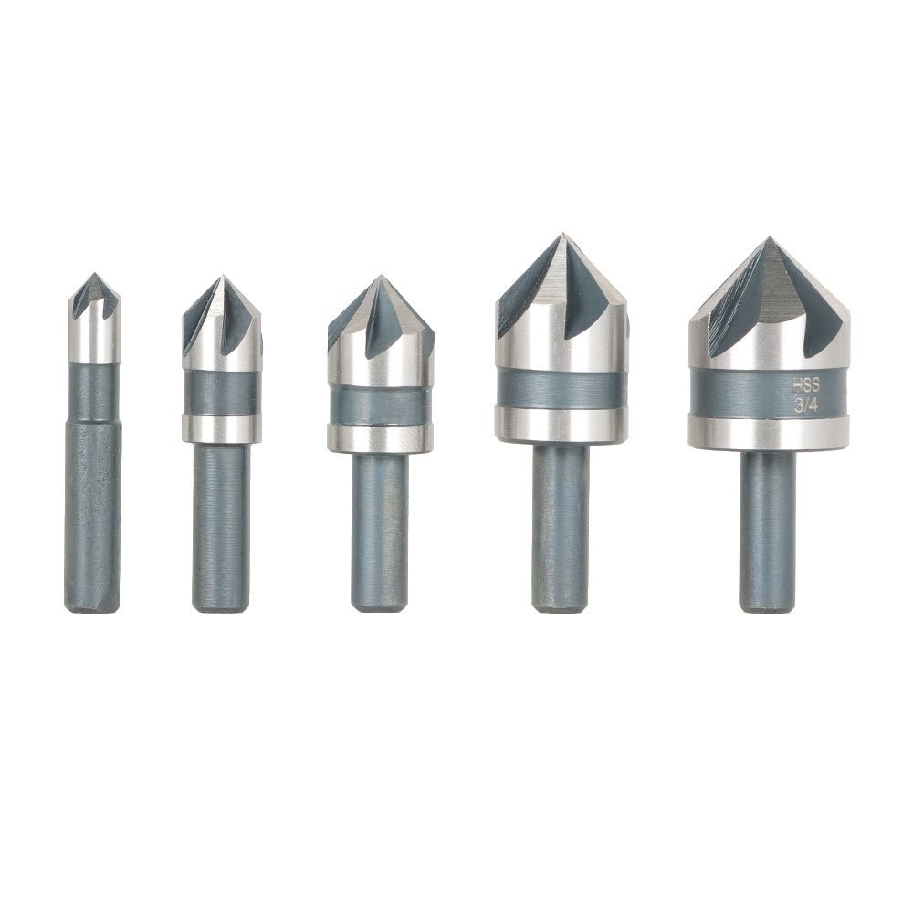5 Pack High-Speed Steel Countersink Drill Bit Set For Metals Wood And Plastic