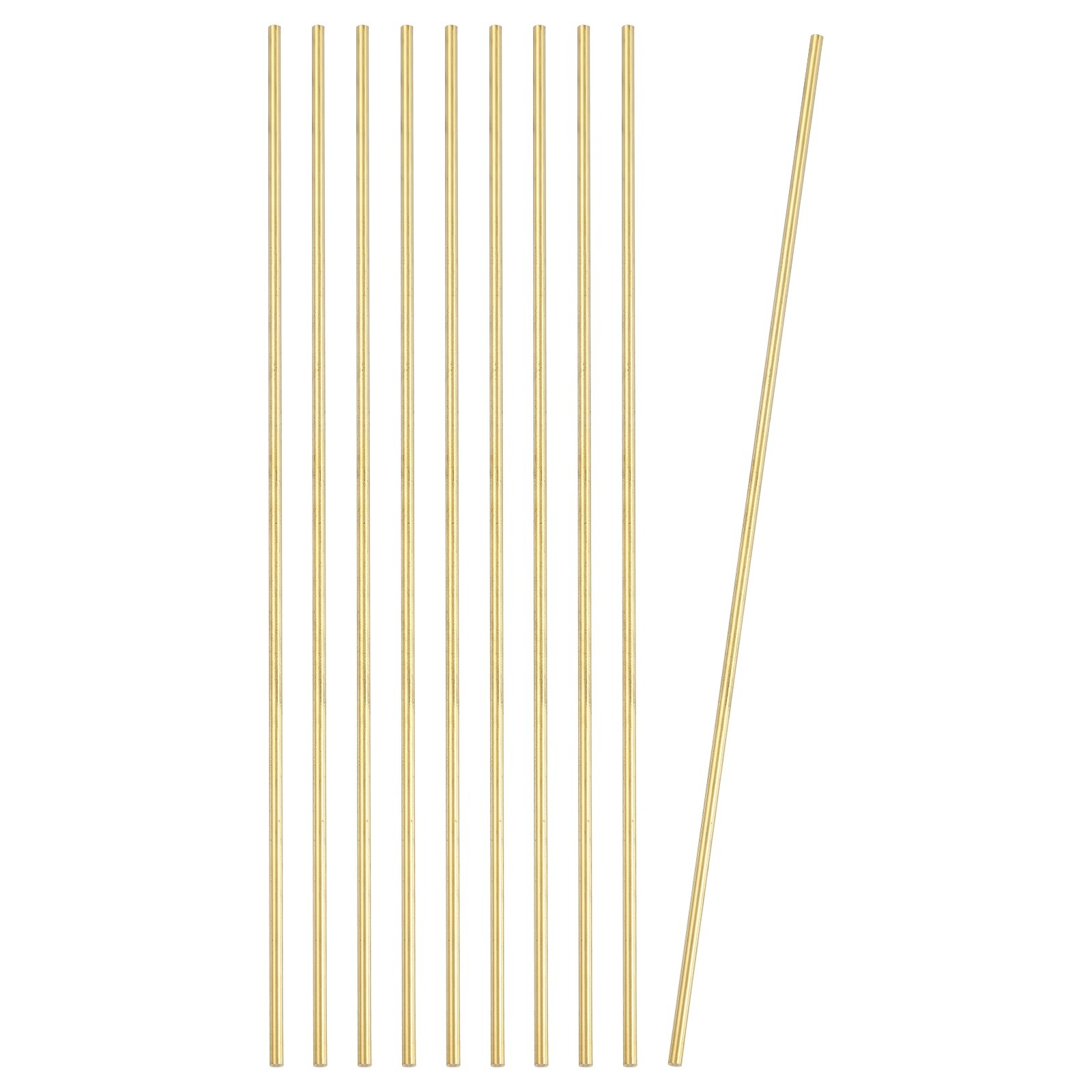 10 Pcs 4mm Dia. 32cm / 12.6 Inch Length Round Brass Rods, Brassy