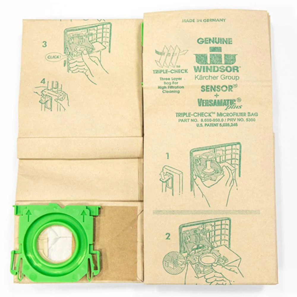 Windsor Karcher Genuine Triple-Check Microfilter Bag 8.600-050.0 for Sensor and
