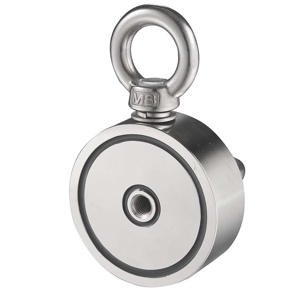 Dual Sided Neodymium Fishing Magnet Retrieval Magnet Stainless Steel Eye Bolts