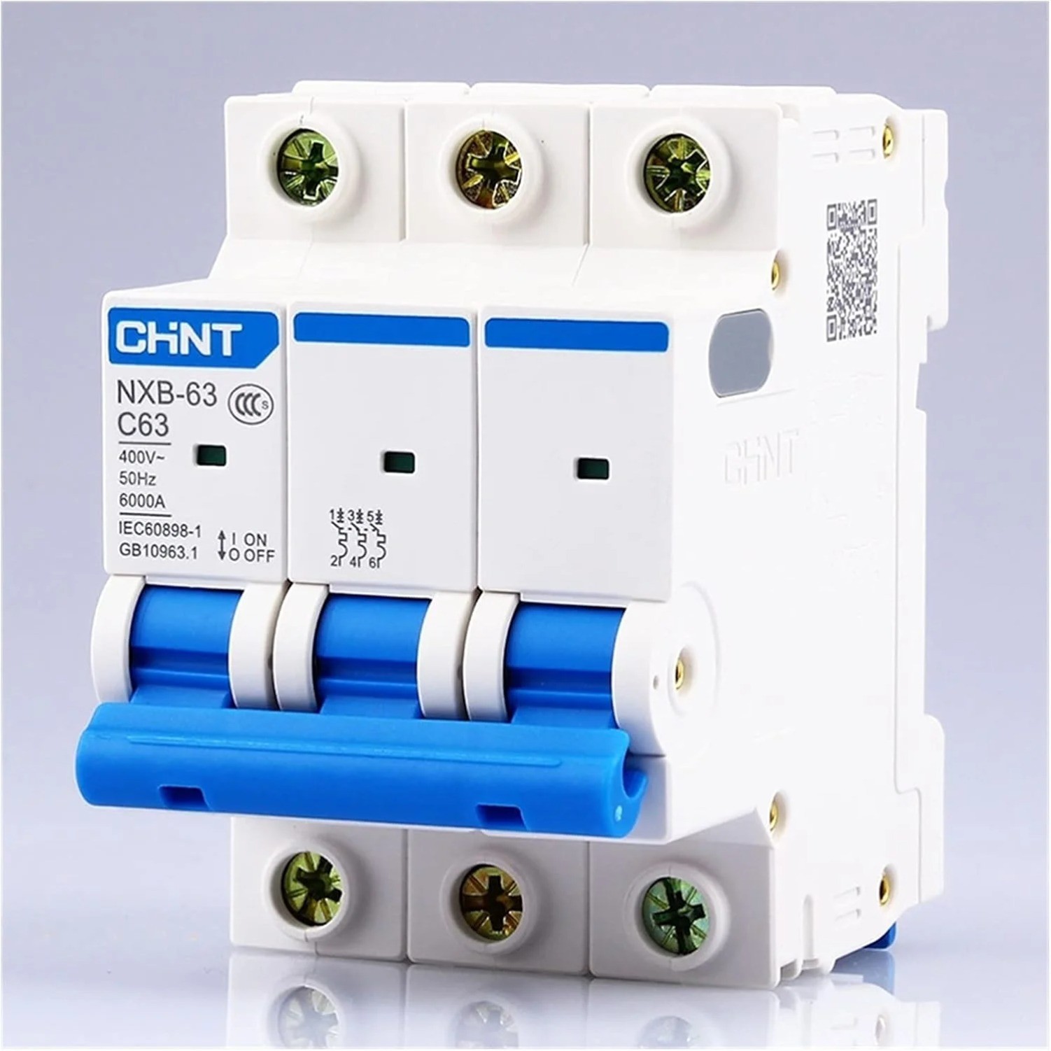 CHNT Circuit Breaker NXB-63 C63 3P AC 230/400V Miniature Circuit Breaker