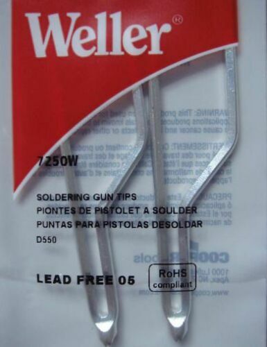 WELLER 7250W STANDARD SOLDERING TIPS 2 PER PACK FOR D550 & D650 GUNS 1853928