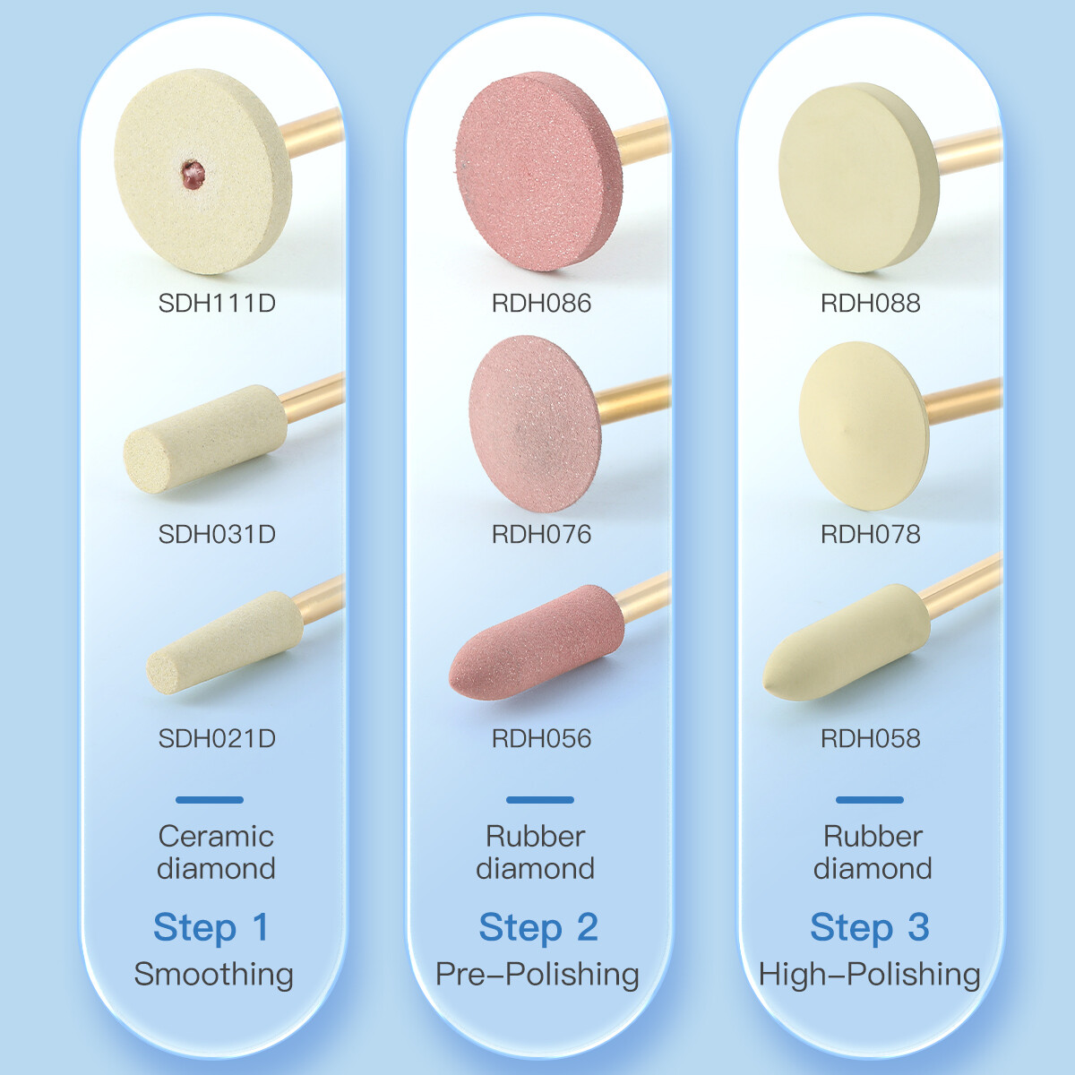 Dental HP RA Ceramic /Rubber Diamond Bur Zirconia Grinding and Polishing Kit