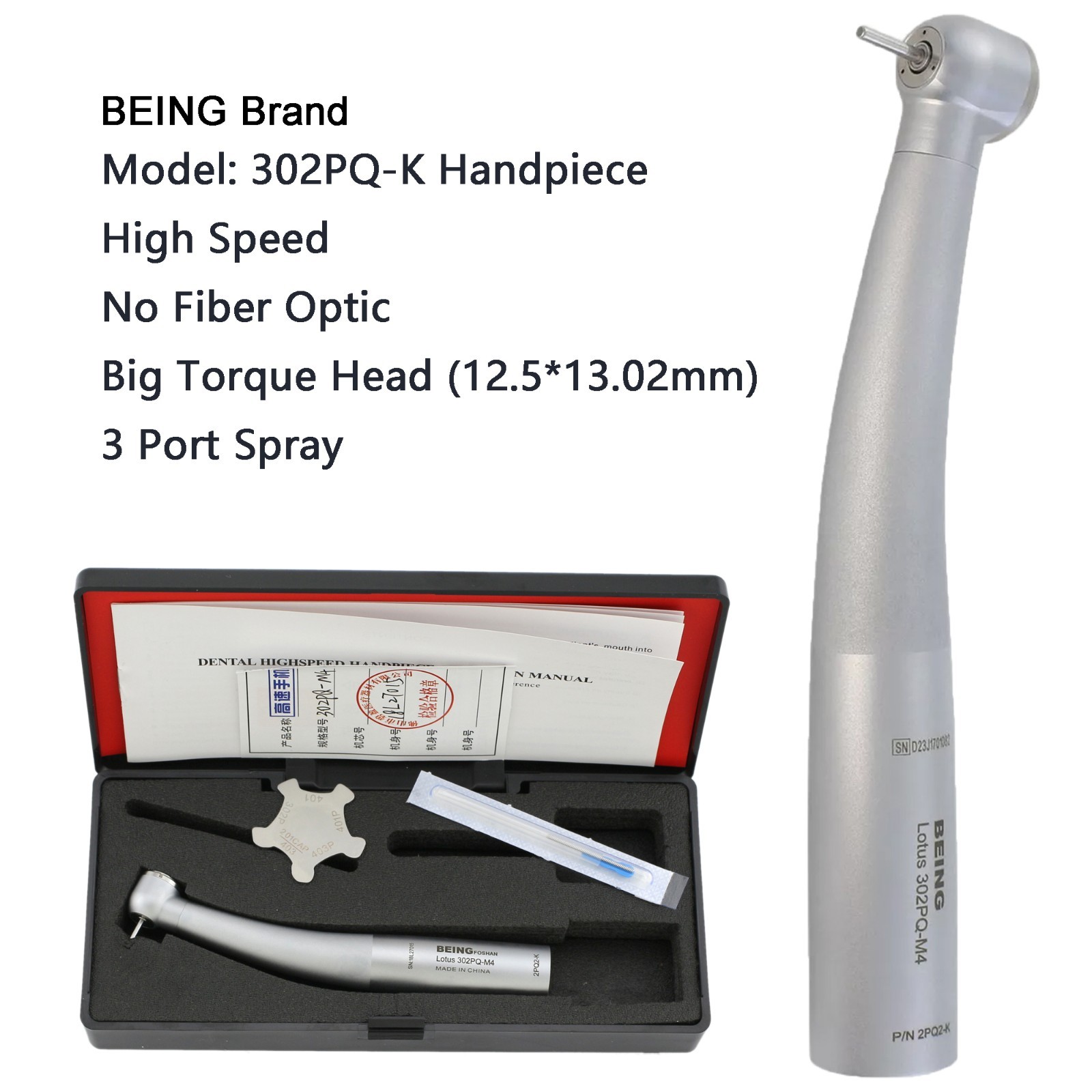 BEING Dental Turbine High Speed Fiber Optic KaVo NSK Coupler 4 Hole 6 Pin LED