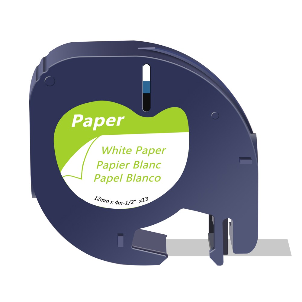 12mm 1/2″ X 4m 13 ft Black on White 91330 Label Tape For DYMO LetraTag LT-100T