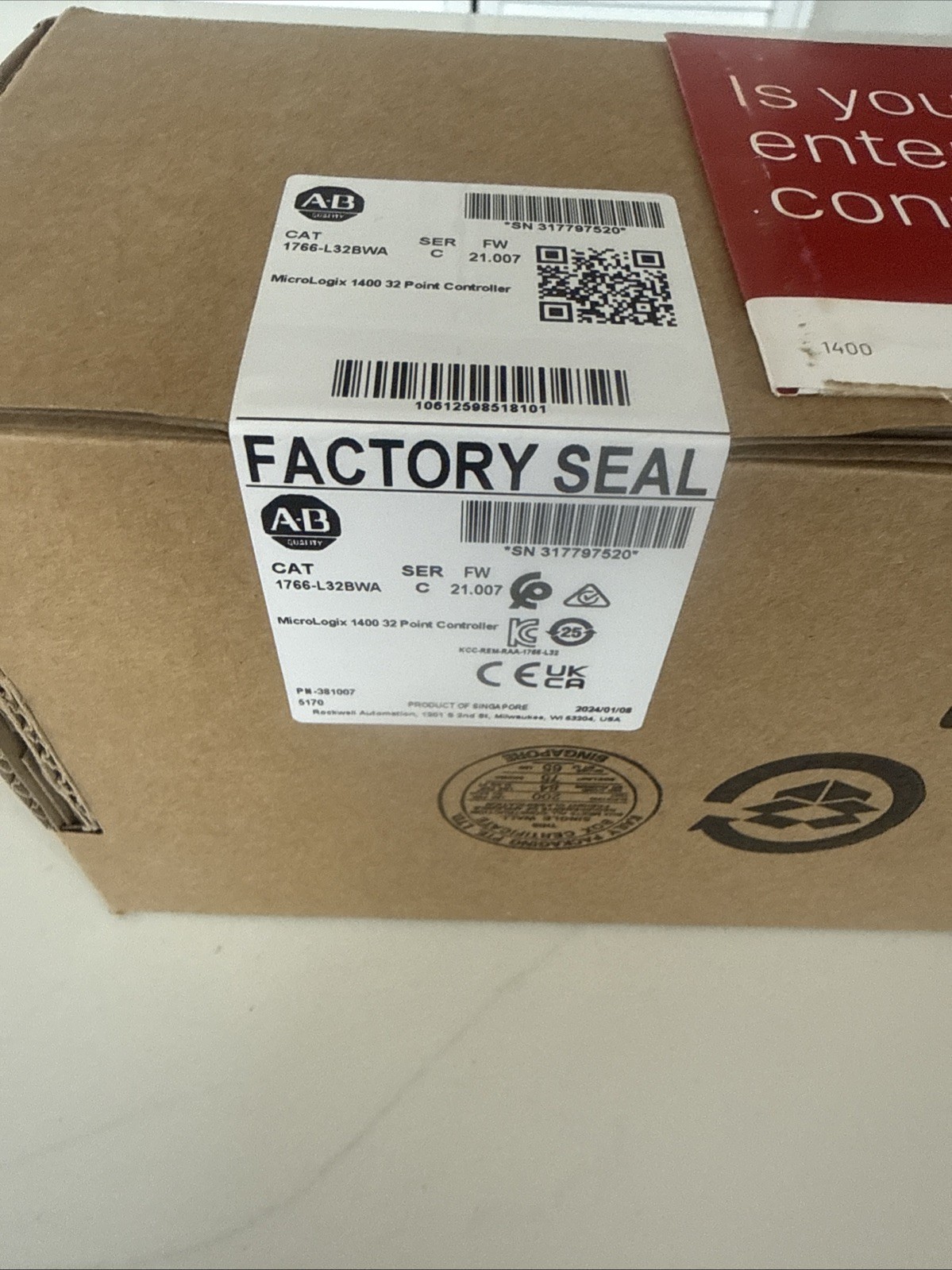Surplus Allen Bradley 1766-L32BWA MicroLogix 1400 32 Point Controller PLC