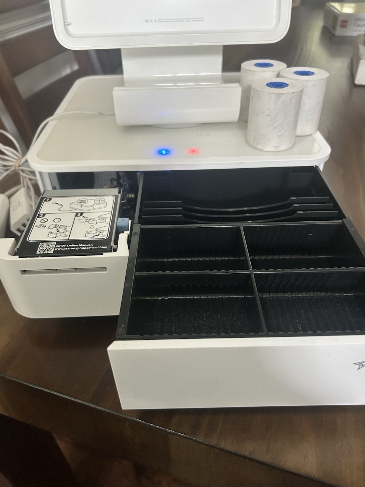 White Square POS System W/ Card Reader & mPOP Hybrid POS Cash Drawer & Receipt