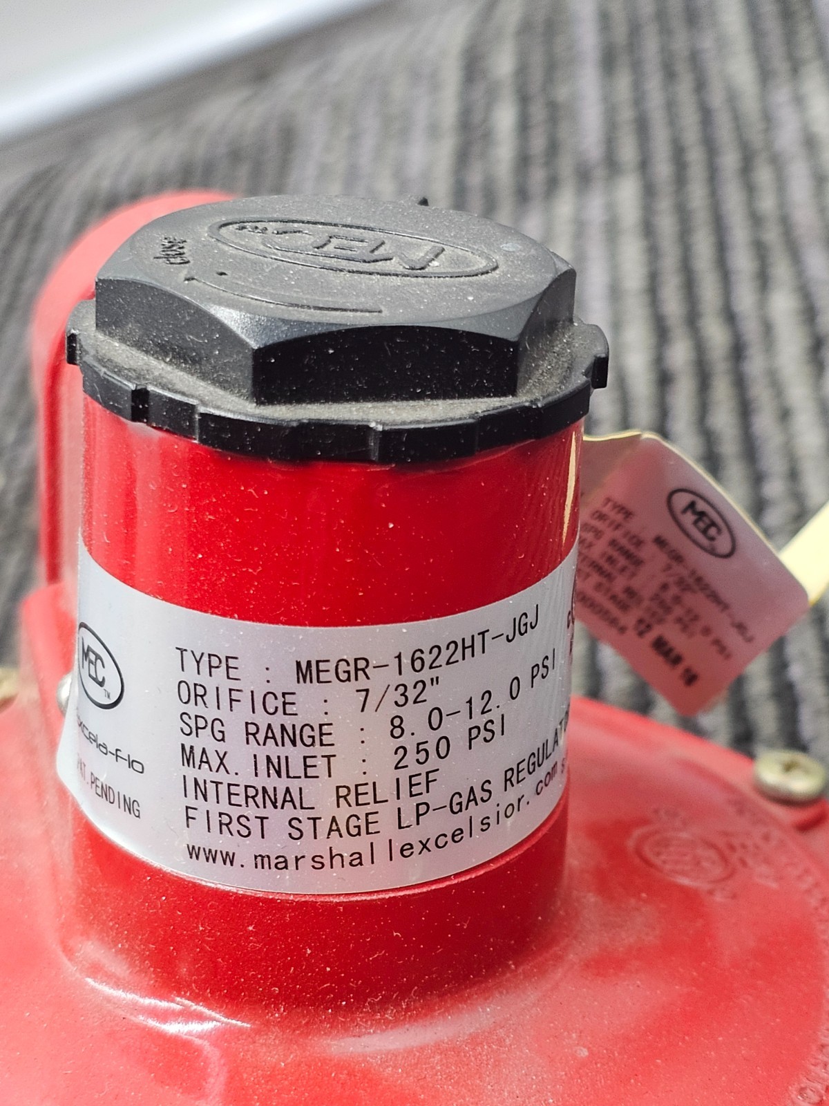 MEC MEGR-1622HT-JGJ Excela-Flo First Stage LP Gas Regulator 8.0-12.0 PSI