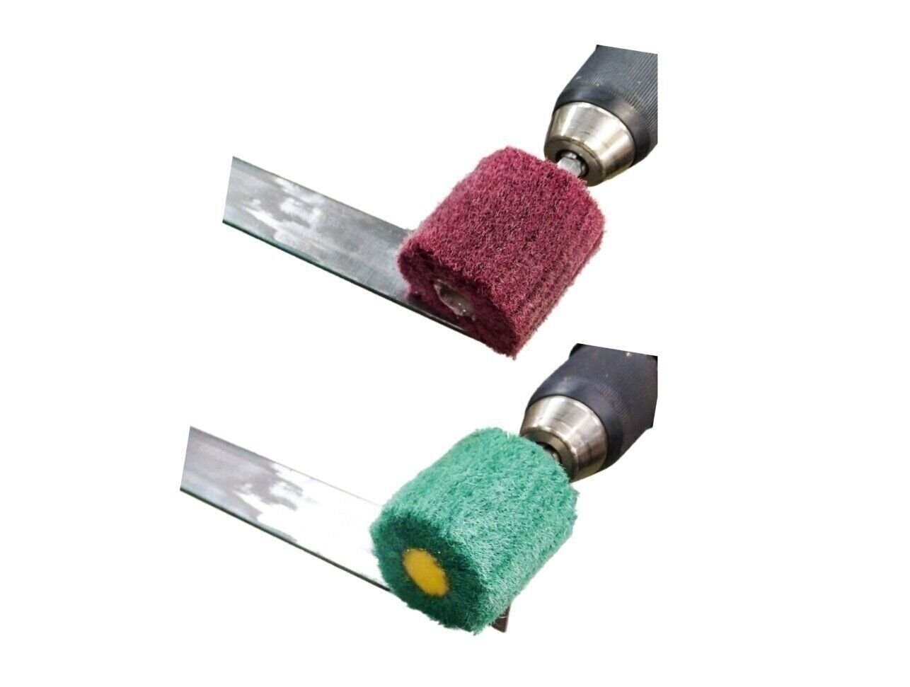 LINE10 Tools 7pk Non Woven Abrasive Drill Buffing Attachment Set, Green, Coarse