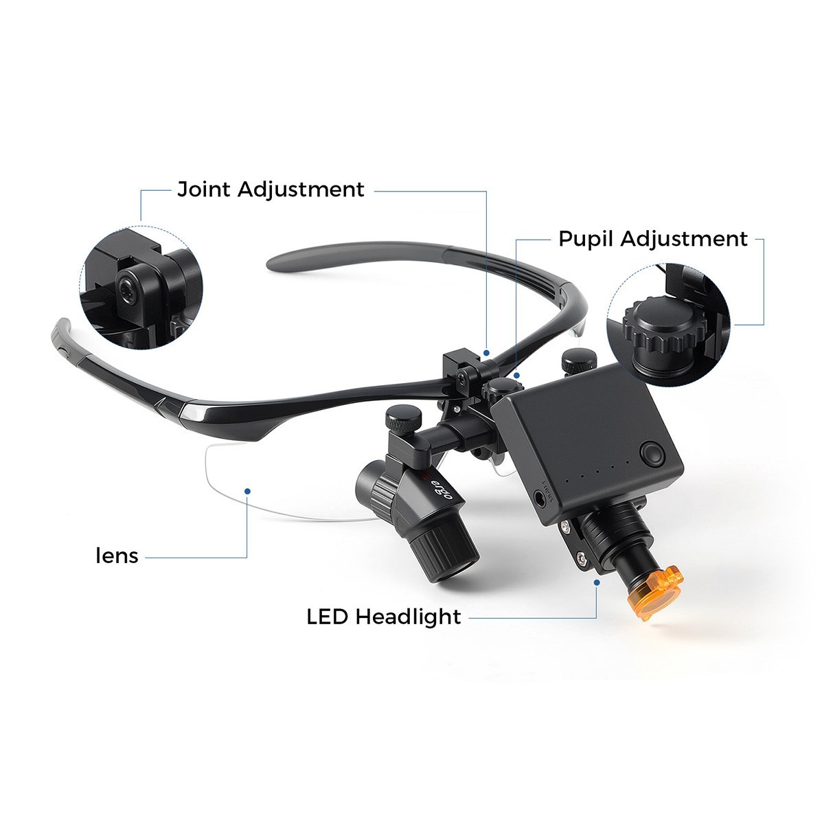3.0X Dental Medical Ergo Loupes+5W LED Surgical Head Light Magnifying Glass